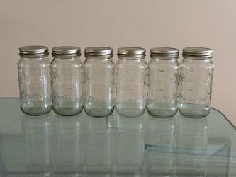 6 (half dozen) 24 oz Mason Atlas glass canning and storage jars