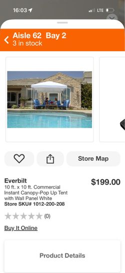 Everbilt 10 ft. x 10 ft. Commercial Instant Canopy-Pop Up Tent with Wall Panel White