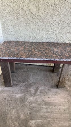 Granite Top Side Table with Wood Legs