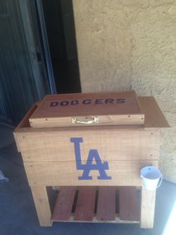 LA Dodgers wooden ice cooler