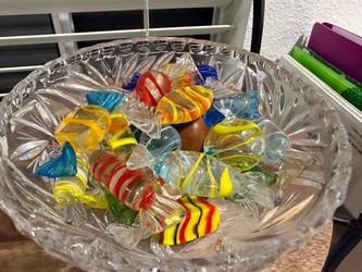 Crystal Bowl with Glass Candy Figurines