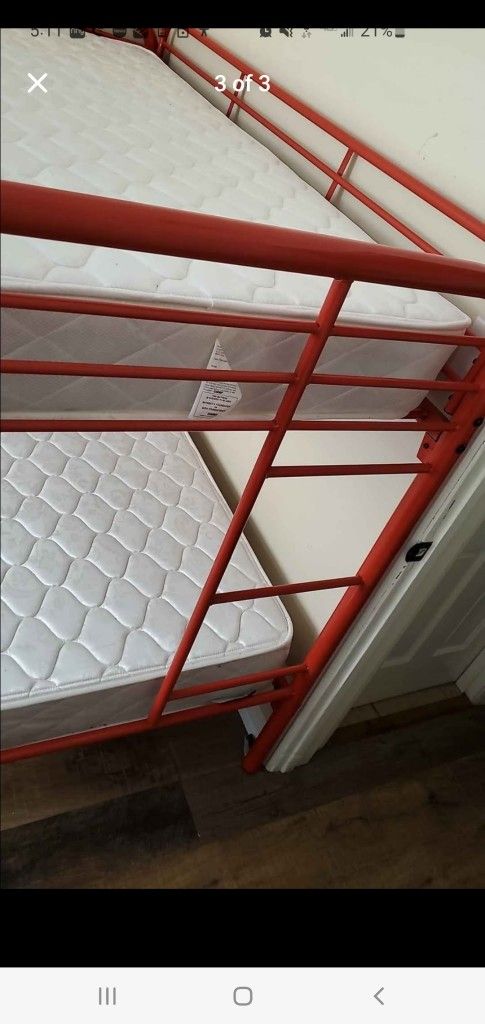 Bunk Bed , Red Color , Twin Sized.