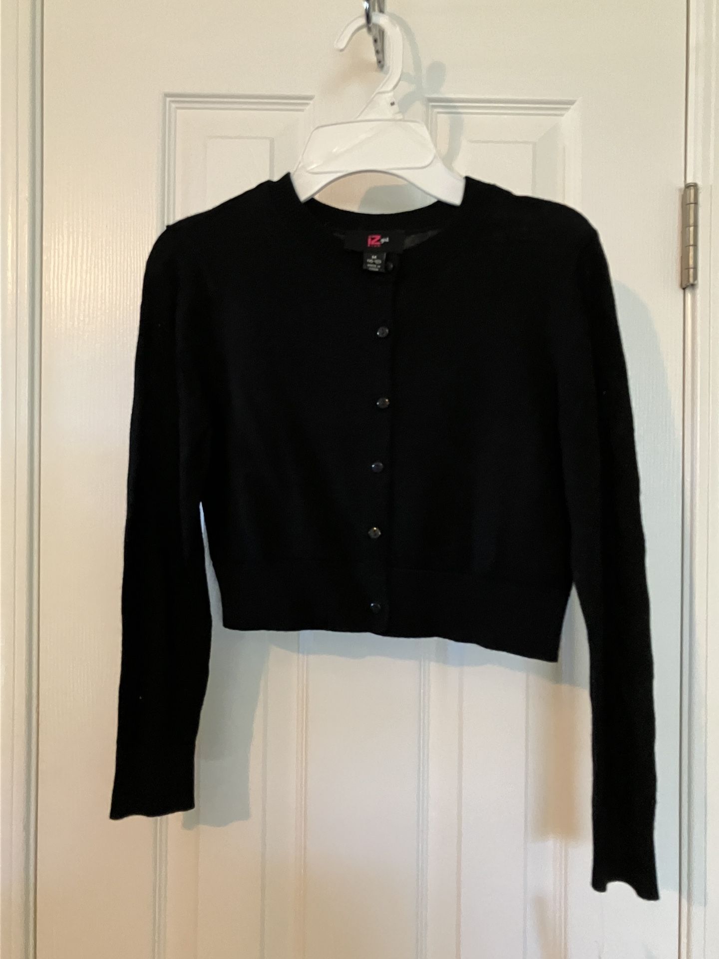 Girls IZ Byer Cropped Length Black Cardigan