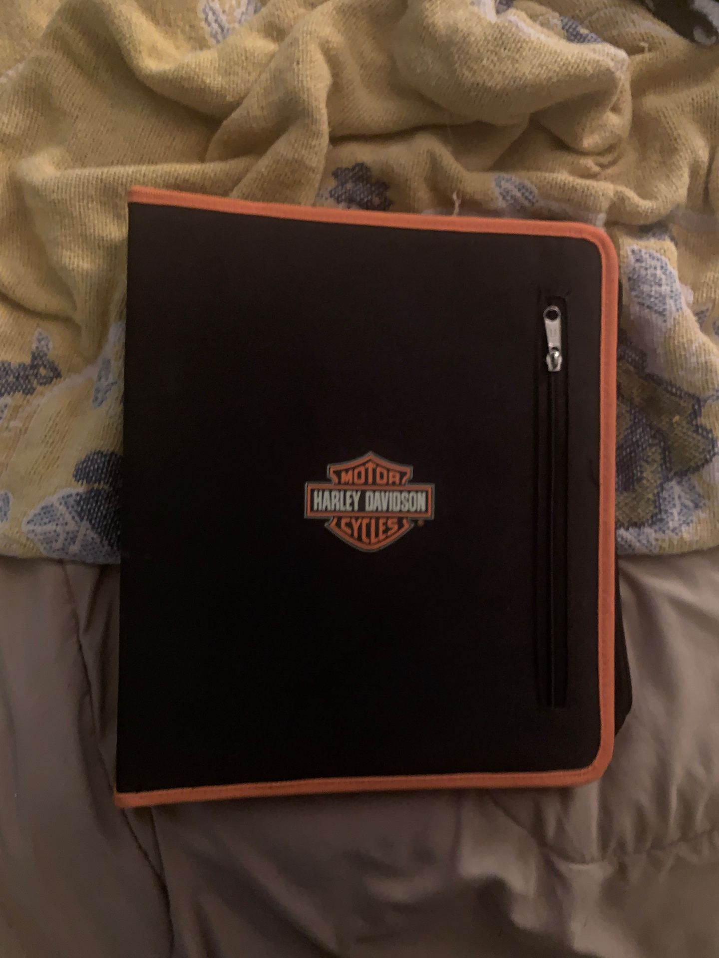 Harley Davidson unused zip around notebook for school three ring binder with pouch