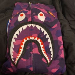purple bape shark hoodie