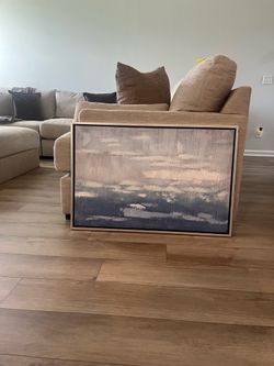 Framed Neutral & Blue Abstract Canvas