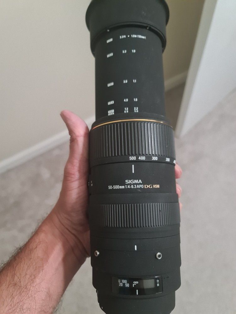 Sigma 50-500 mm f/4.5-6.3 APO DG HSM Canon EF mount.