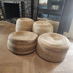 Hand Woven Jute Pouf Ottoman 