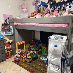 Solid Wood Gray Bunk / Loft Bed