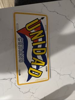 1990s Metal Cuban Unidad Metal License Plate 
