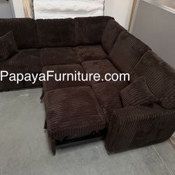 New! Dark Brown Sectional Sofa Bed, Sleeper spa, Plush Corduroy Sectional Sofa, Sofabed, Sofa Bed, Sectional Sofa With Pull-out Bed And Storage USB