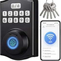 WiFi Smart Lock, Fingerprint Keyless Entry Door Lock, Built-in Wi-Fi Keypad Deadbolt for Front Door, Easy Installation, App Remote Control, Auto Lock
