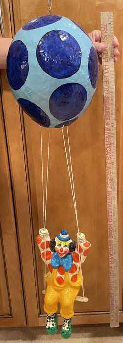 Gorgeous Vintage Paper Mache Clown With Balloon