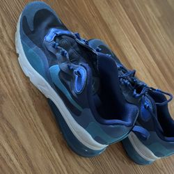  REDUCED!!  Nike Air Max 270 React sneakers, specifically the "Blue Void" or "Impressionism Art" colorway Boys Size 7Y