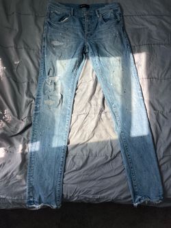 Light blue paint splatter Men’s purple brand jeans