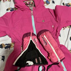 Snowsuit Toddler Jumpsuit Ski Clothes With Waterproof Gloves