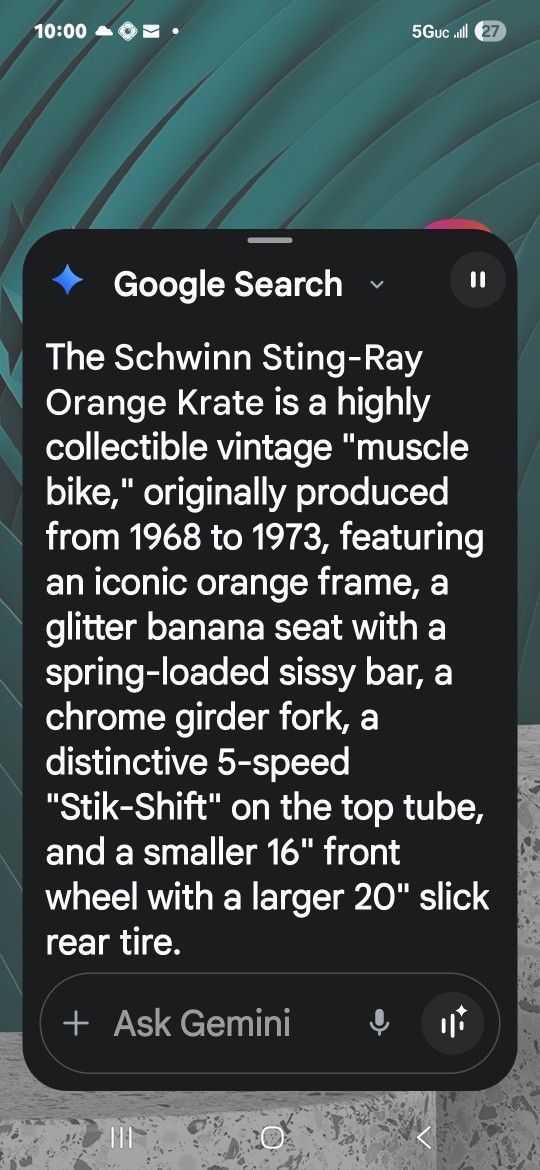 Schwinn "Sting Ray" Orange Krate Vintage Bicycle 