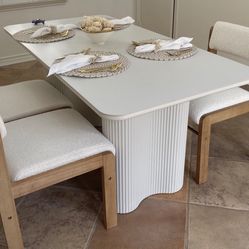 63” White Dining Table