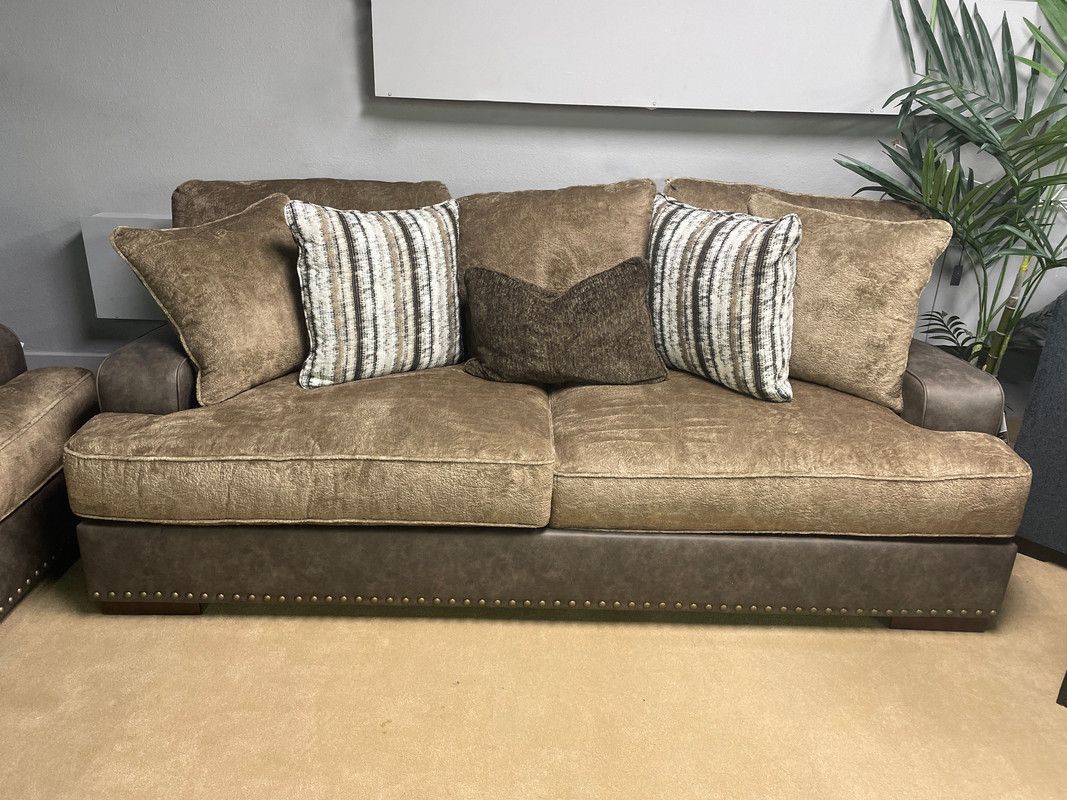 Chocolate Sofa w/ Two Textural Tone Fabric