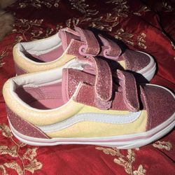 Pink & White Vans For Kids Size 13