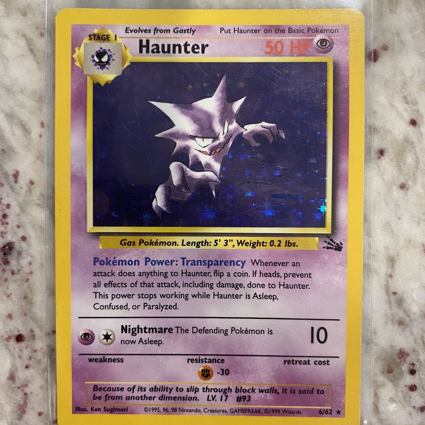 haunter holographic card Haunter 1999 Pokemon Fossil 1st Edition Holo Rare #6 PSA Authenticated 7 Card