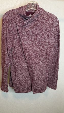 G.H. Bass & Co. Burgundy Open Front Cardigan Jacket – Draped Collar, Cozy Fall Layer