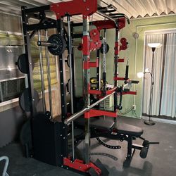 Smith Machine 200 | Adjustable Bench | 245lb Cast Iron Olympic Weights | 7ft Olympic Bar | Fitness | Gym Equipment | FREE DELIVERY/INSTALLATION 🚚 🛠️