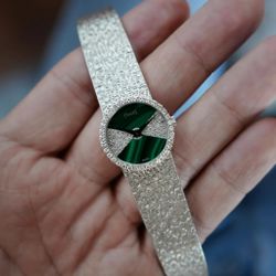 PIAGET WHITE GOLD DIAMOND AND MALACHITE WATCH REF. 9706
