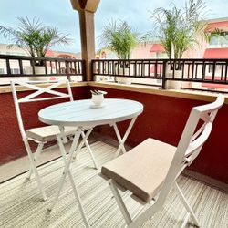 StyleWell White 3-Piece Folding Steel Slat Bistro Set