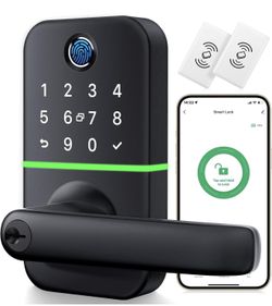 Keypad Smart Door Lock with Handle: Kucacci Keyless Entry Fingerprint Lock - Digital Code Handle with Keypad - Electronic Smart Knob for Front Door - 