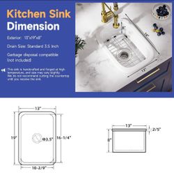 Davivy 13x19 Inch White Bar Sink Fireclay, Small Bar Prep Sink
13x19x8 Inch Dual Mount Small Bar Sink, Porcelain Single Bowl Design with Bottom Grid a