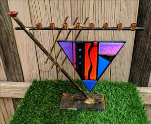Gary Rosenthal Triangular Art Deco Menorah - 2004