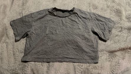 Gray Cropped Short Sleeve T-Shirt