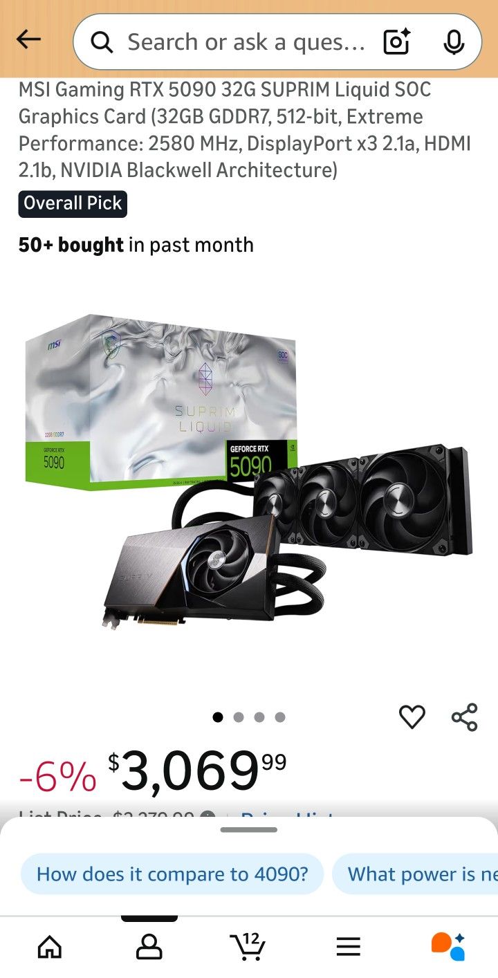 GPU MSI Gaming RTX 5090 32G SUPRIM Liquid SOC