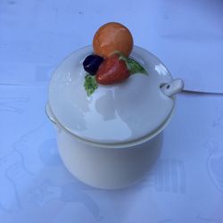 ceramic Sugar Bowl With Lid & Spoon