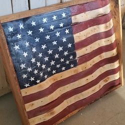 American Flag Solid Wood 