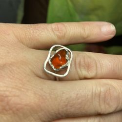 Mexican fire opal ring