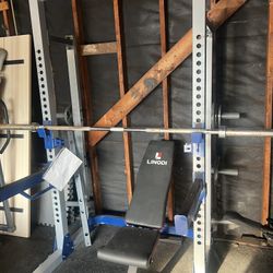 Weight Lifting Rack With Bar And Bench