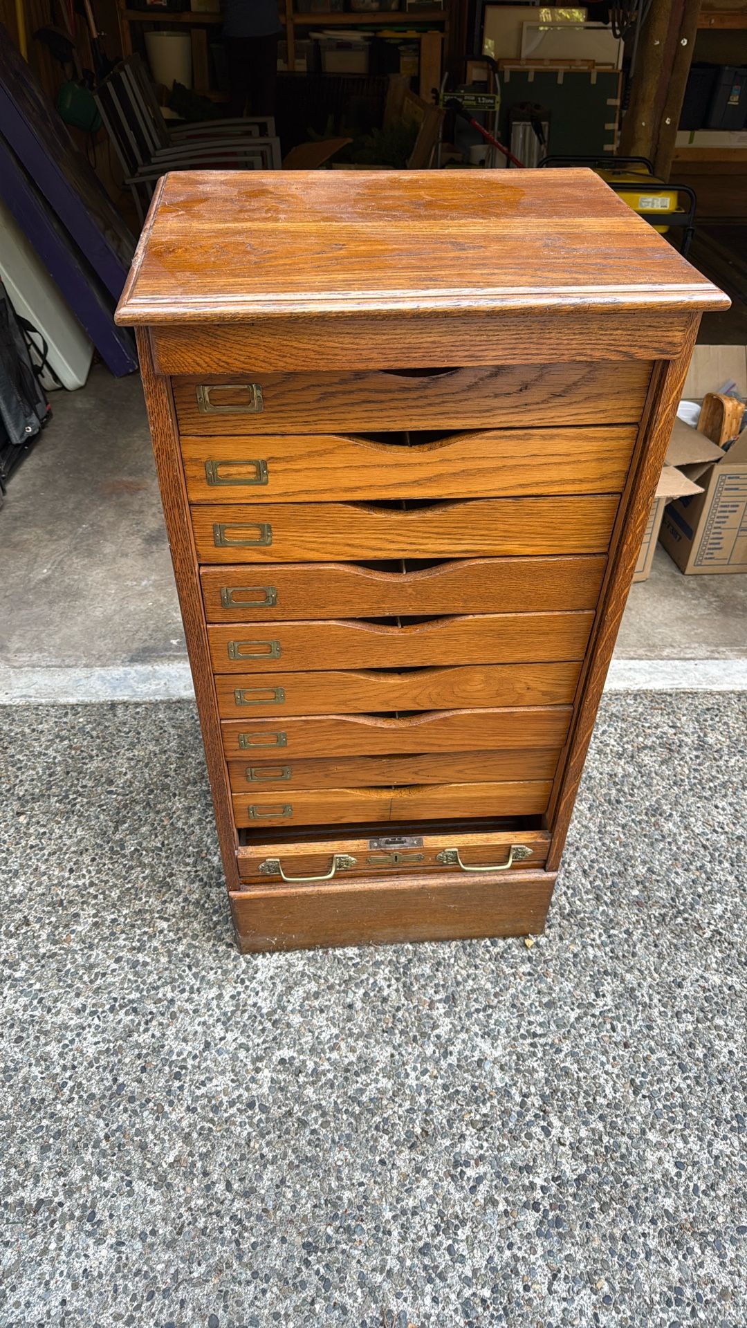 Vintage Oak Flat File Cabinet β Antique Drafting/Map Drawer