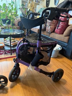 Purple 3-wheel walker