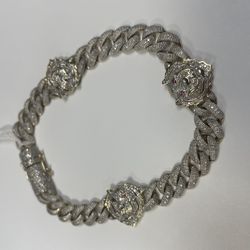 10k Iced Out Cuban Link Tiger Bracelet 