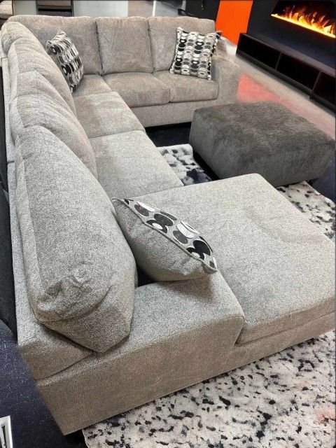 🍄 Ballinasloe 3 Piece Sectional With Chaise | Gray Color | Amor | Loveseat | Couch | Sofa | Sleeper| Living Room Furniture| Garden Furniture | Patio 
