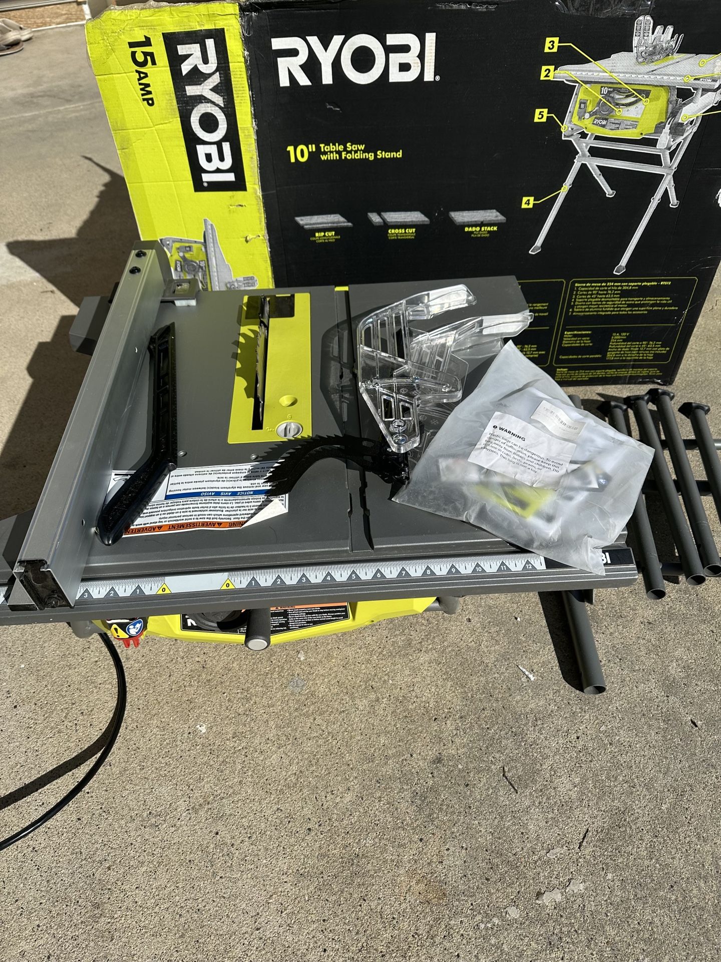 RYOBI 15 Amp 10 in. Compact Portable Corded Jobsite Table Saw with Folding Stand