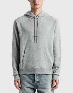 Prow-Owned Men Saint Laurent Light Gray Pullover Hoodie with Subtle Logo—M