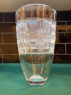 Vintage heavy crystal frosted and clear Rosenthal vase