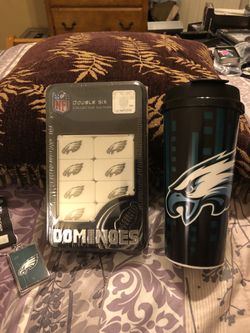 Philadelphia Eagles Dominos keychain and cup