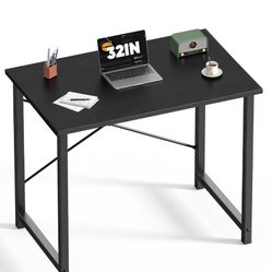 DUMOS 32 Inch Office Small Computer Desk Modern Simple Style Writing Study Work Table for Home Bedroom - Wood Black