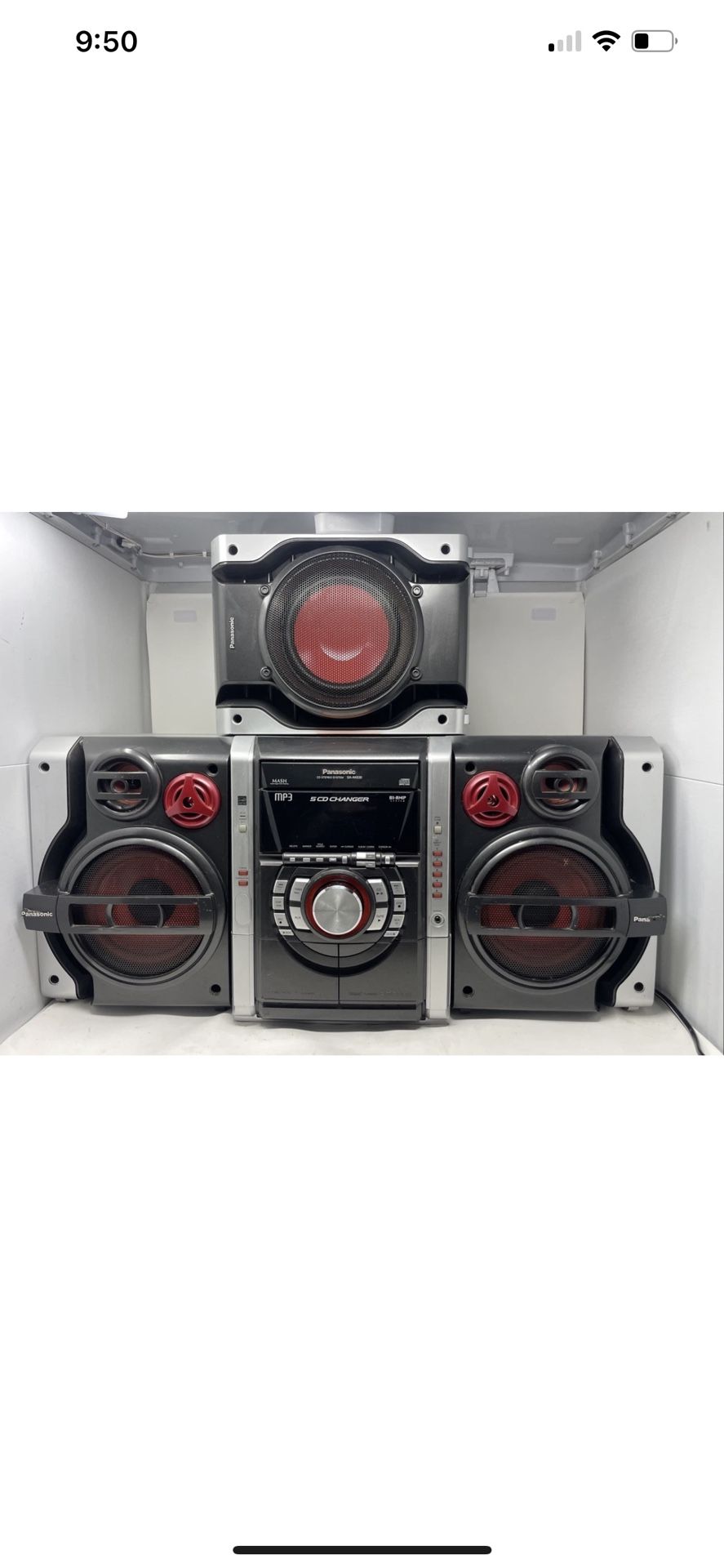 Panasonic SA-AK630 CD Stereo System 5 CD Changer Dual Cassette Tape AM/FM Tuner