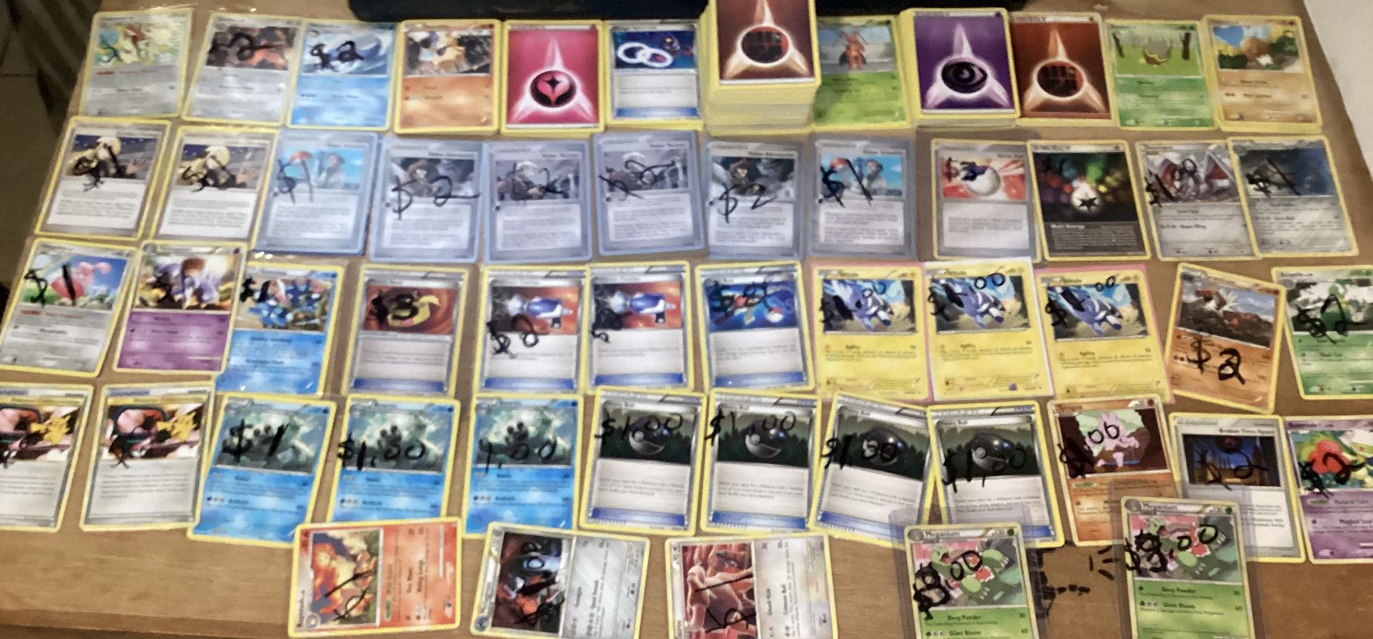216 Pokémon card lot from 2004 Through 2016 no Holos commons uncommons and rares