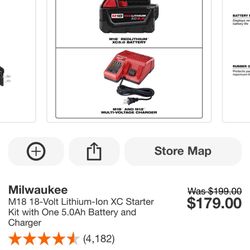 Milwaukee M18 18-Volt Lithium-lon XC Starter Kit with One 5.0Ah Battery and Charger